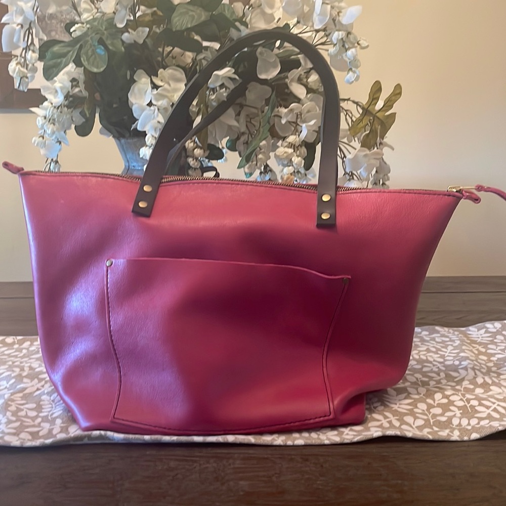 Portland Leather Goods LG Zippered Tote in Hibiscus